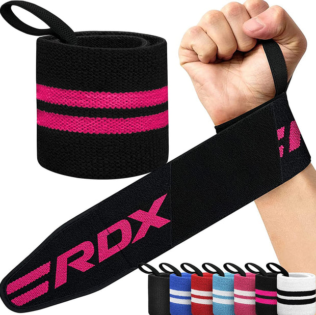 Weight Lifting Wrist Wraps Support, IPL USPA Approved, Elasticated Pro 18” Cotton Straps, Thumb Loop, Powerlifting Bodybuilding Fitness Strength Gym Training WOD Workout, Gymnastics Calisthenics