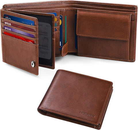 ® Wallets for Mens RFID Blocking Leather Slim Wallet with 15 Credit Card Holders, 2 Banknote Compartments & 2 ID Window Minimalist Wallets with Gift Box