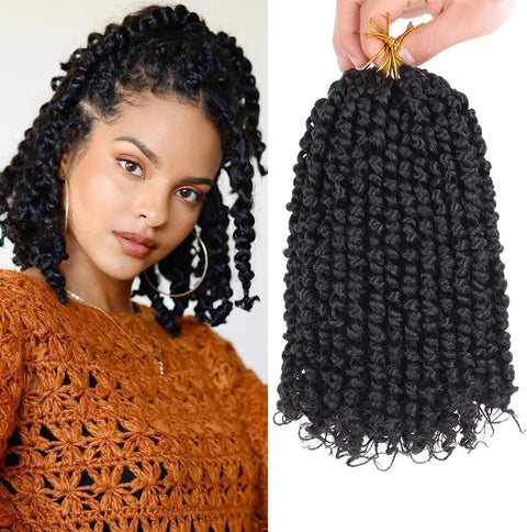 Passion Twist Hair 10 Inch Pre Twisted Passion Twist Crochet Braids Ombre Blonde Short Pre Looped Crochet Hair 8 Packs T1B/27