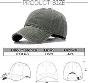 Men Women Washed Cotton Low Profile Distressed Vintage Baseball Cap Plain Adjustable Dad Hat