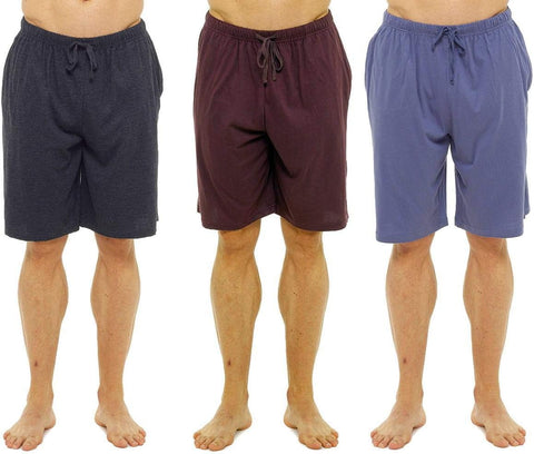 Mens 3 Pack Lounge Shorts Cotton Pyjama Short Trouser Bottoms Jersey Night Wear Summer Sizes M-3XL