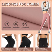 Black Leggings for Women Soft High Waisted Tummy Control Leggings Sports Workout Gym Running Yoga Pants