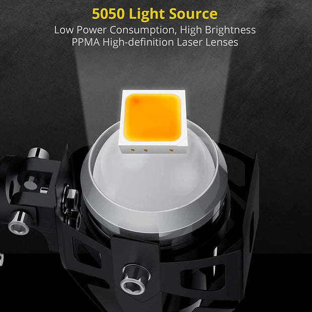 Motorbike Headlight 2PCS 15W U5 Motorcycle Lights LED with Button Switch E57 360°Universal Adjustment Bracket Motorcycle Headlights Motorcycle Front Spot Lights for 12/24V Vehicles