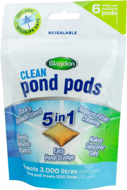 Clean Pond Pods, Clears Blanket Weed, Reduces Filter Cleaning, Feeds Aquatic Plants, Eats Pond Sludge, Removes Chlorine, Makes Tap Water Safe, Pet & Wildlife Safe (Pack of 6 Pods)