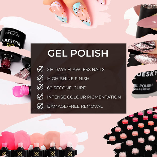 Gel Nail Polishes, No Wipe Top Coat and Base Coat, Soak off LED UV Gel Nail Polish Set, Long Lasting, Shiny, High Gloss Finish, Clear, 2 X 10Ml Bottles