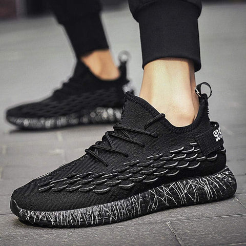 New Man Casual Shoes Fashion Men Sneakers Lace-Up Men Vulcanize Shoes Comfortable Autumn Flat Shoes Male-M06Black_8.5