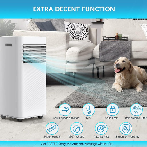 Portable Air Conditioner 9000 BTU Air Conditioning Unit with 4-In-1 Function, Air Cooling, Ventilation, Dehumidifying and Sleep Mode with 24H Timer, Window Venting Kit Included - Portable AC Unit