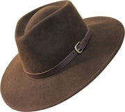 Premium Lewis - Wide Brim Fedora Hat - 100% Wool Felt - Water Resistant - Leather Band