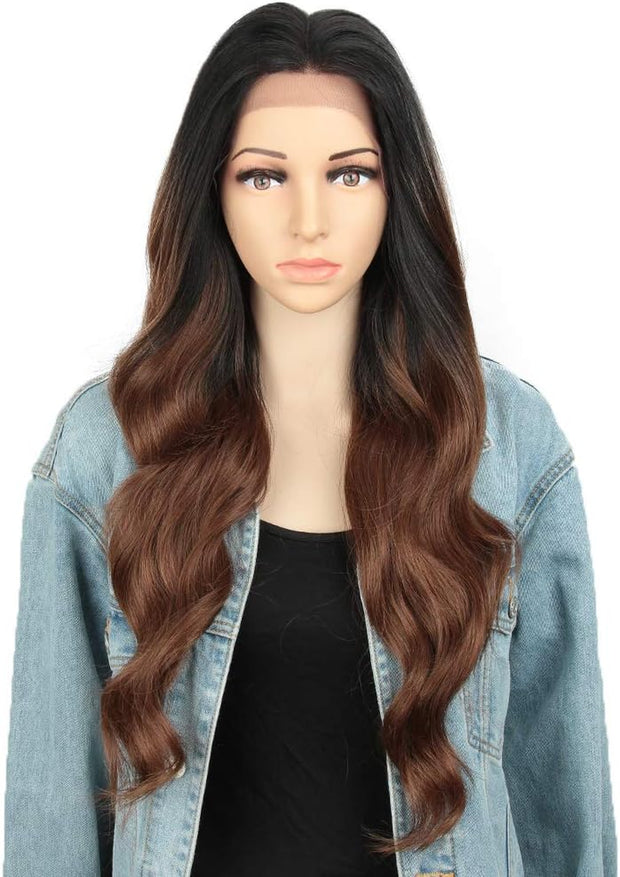 Lace Front Wig Synthetic 26 Inches 13X4 Lace Wavy Wig Free Part Wig for Women Heat Resistant Fiber