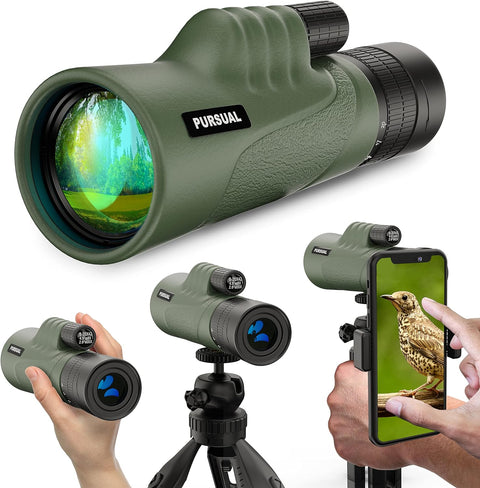 12X50 High Power Monocular Telescope with Smartphone Holder & Tripod for Adults & Kids, Waterproof FMC HD Lens & Scope for Bird Watching, Camping, Hiking, Hunting, Concert, Wildlife, Travel