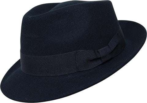 B&S Premium Doyle - Teardrop Fedora Hat - 100% Wool Felt - Crushable for Travel - Water Resistant - Unisex