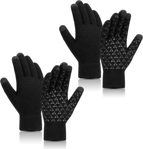 Winter Warm Gloves, Touchscreen Knitted Gloves, anti Slip Thermal Windproof Driving Running Cycling Gloves for Men Women