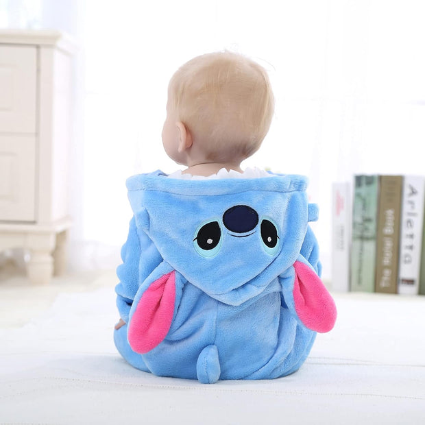 Baby Rompers Newborn Girls Boys Animals Zipper Hooded Jumpsuit Autumn Winter Flannel Clothing Unisex