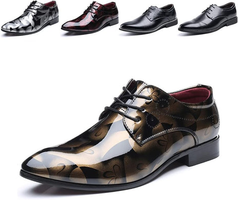 Derby Shoes for Men Business Oxford Shoes Brogue Patent Leather Mens Dress Shoes Lace-Ups Monk Formal Slip-On UK 4-UK13