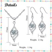 Silver Jewellery Set for Women, 925 Sterling Silver Angel Wing Jewellery Set, Silver Drop Dangle Hook Earrings & Necklace Pendant Set, Jewellery for Wife Girlfriend for Christmas Birthday