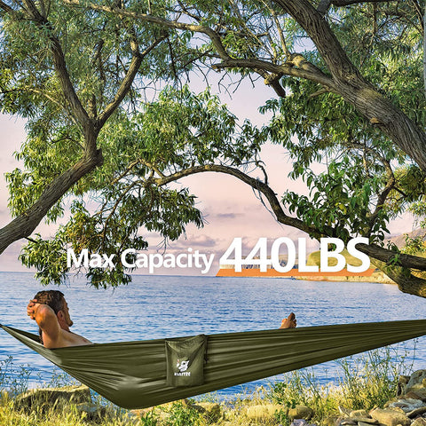 Camping Hammock with Mosquito Net - 210T Quick-Drying Parachute Nylon Lightweight Portable Travel Hammock for Outdoor, Backpacking, Camping, Hiking and Beach Adventure