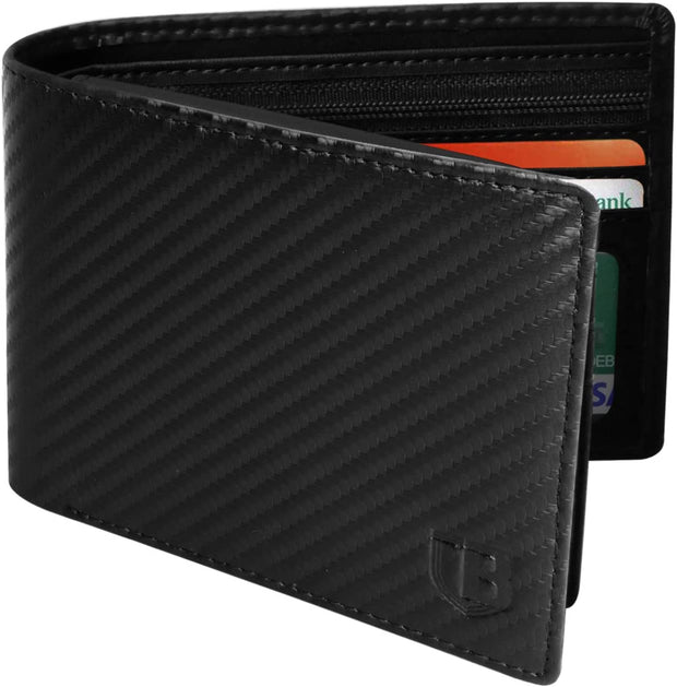 Mens Wallet, RFID Blocking, Flip, Slim Bifold, 2 ID Window Wallet, Superfine Fiber PU Synthetic Leather