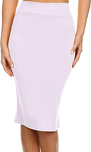 Plain Pencil Skirt with Separate Elasticated Waist Women'S Midi Length Skirt Approx 25 Inches Knee Length Ladies Skirt Multiple Colours plus Size Curve UK 8-22