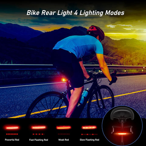 Bike Lights Set, Rechargeable Super Bright Bicycle Lights, Runtime 8+ Hours, 6 Lighting Modes, Waterproof Bike Front Head Light and Back Tail Rear Light Reflectors for All Bike,Mountain