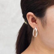 Sterling Silver 30Mm Oval Hoop Earrings