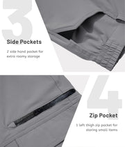 Men'S Shorts Quick Dry Cargo Shorts Elasticated Waist Outdoor Hiking Shorts with Zip Pockets