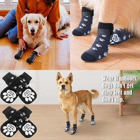 6 Pairs Dog Socks, anti Slip Dog Shoes, Dog Grip Socks with Straps, Non Slip Dog Socks, Pet Paw Protector for Pet Indoor Wear & Outdoor Walking