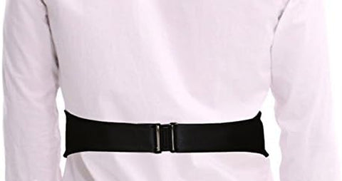 Made in Italy Men'S Black Leather Cummerbund Tuxedo Belt,