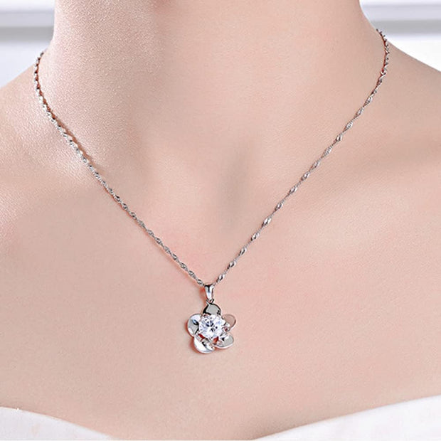 Silver Jewellery Set for Women, 925 Sterling Silver Pendant Necklace Ring and Earrings Set, 3A Cubic Zirconia Crystal Jewelry Set for Wedding Engagement Birthday