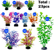 Aquarium Fish Tank Plastic Plants, 23 Pack Colorful Artificial Aquatic Plants, Vivid Underwater Plants Decorations Water Plants