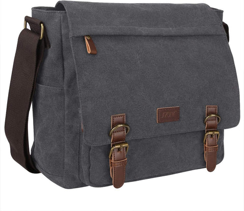 Men'S Messenger Bag Crossbody Shoulder 15.6 Inch Laptop Vintage Canvas Briefcase Satchel for Work School Traveling Daily Use Multiple Pocket