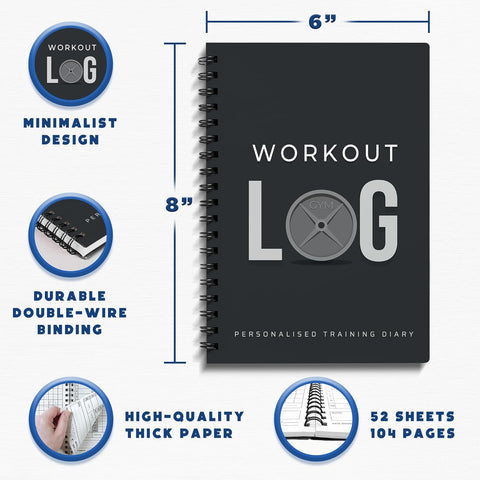 Workout Planner for Daily Fitness Tracking & Goals Setting (A5 Size, 6” X 8”, Charcoal Grey), Men & Women Home & Gym Training Diary by