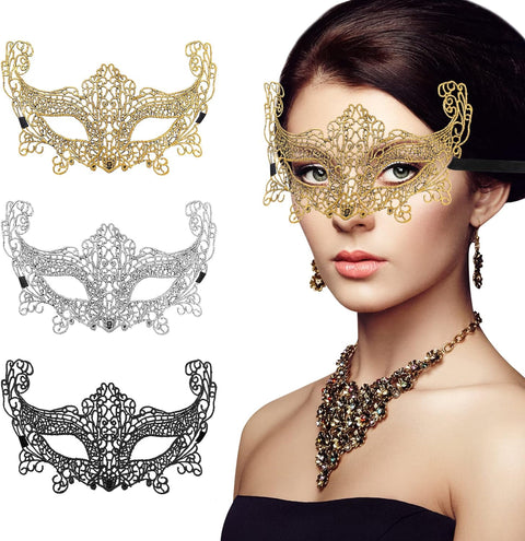 3 Pieces Mascarade Masks for Women Sexy Lace Venetian Face Mask Halloween Eye Masked for Lady Girl Maskerade Prom Carnival Mask Ball Fancy Dress Costume Accessories Masquerade Party