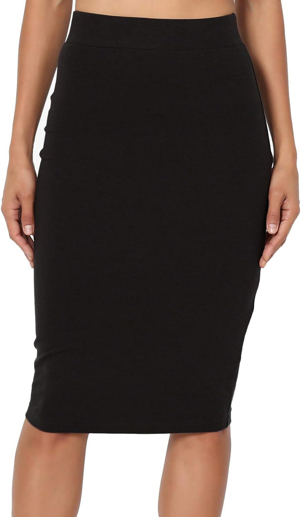 Plain Pencil Skirt with Separate Elasticated Waist Women'S Midi Length Skirt Approx 25 Inches Knee Length Ladies Skirt Multiple Colours plus Size Curve UK 8-22