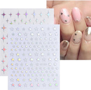 9 Sheets Aurora Holographic Nail Art Stickers Decals Self-Adhesive Stars Moon Nail Supplies Nail Art Design Decoration Accessories