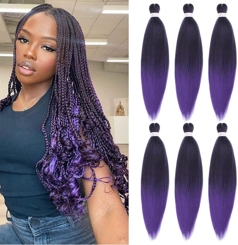 3 Tones Braiding Hair Extension 3 Pcs 24 Inch Ombre Braiding Hair Pretty Quality Synthetic Braid Hair Extensions Box Braids Hair for Women（Blue-Purple-Pink)