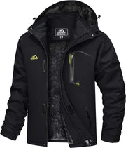 Men'S Waterproof Fleece Mountain Jacket Windproof Warm Ski Jacket Multi-Pockets