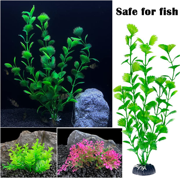 Aquarium Fish Tank Plastic Plants, 23 Pack Colorful Artificial Aquatic Plants, Vivid Underwater Plants Decorations Water Plants