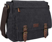 Men'S Messenger Bag Crossbody Shoulder 15.6 Inch Laptop Vintage Canvas Briefcase Satchel for Work School Traveling Daily Use Multiple Pocket