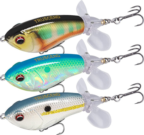 Topwater Fishing Lures with BKK Hooks, Plopper Floating Fishing Lures for Bass Catfish Pike Perch Swimbaits with Swivel Tail, Surface Bass Pike Pencil Fishing Lure for Freshwater or Saltwater