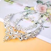 Crystal Bridal Jewelry Set for Women Rhinestone Necklace Earrings Bracelet Wedding Bridesmaid Gifts Fit with Wedding Dress