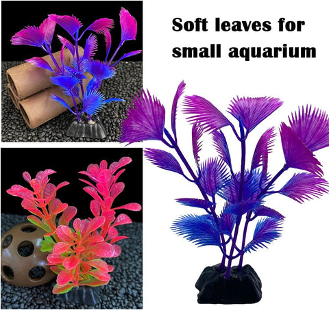 Aquarium Fish Tank Plastic Plants, 23 Pack Colorful Artificial Aquatic Plants, Vivid Underwater Plants Decorations Water Plants