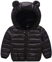 Kids Puffer Jacket Winter Hooded Coat Padded Jacket Lightweight Outerwear Boys Girls Outfits Black 3-4 Years