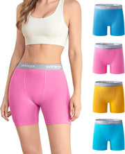 Women'S Boxer Briefs 5.5" Inseam Slip Shorts anti Chafing Boyshort Panties for under Dresses Leggings 4 Pack