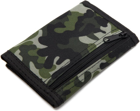 RFID Slim Camouflage Wallet/Trifold Canvas Outdoor Sports Wallet for Boys & Kids - Green