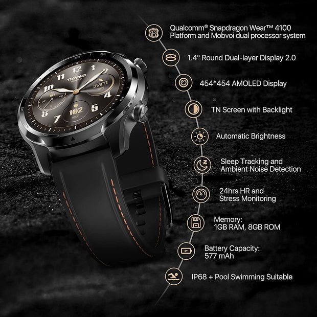 Pro 3 GPS Smartwatch for Men and Women, Wear OS by Google, Dual-Layer Display 2.0, Long Battery Life