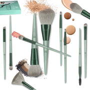 Makeup Brushes  15Pcs Premium Synthetic Bristles Green Conical Handle Kabuki Foundation Brush Makeup Sets Professional Portable Flannel Bag