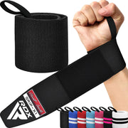 Weight Lifting Wrist Wraps Support, IPL USPA Approved, Elasticated Pro 18” Cotton Straps, Thumb Loop, Powerlifting Bodybuilding Fitness Strength Gym Training WOD Workout, Gymnastics Calisthenics