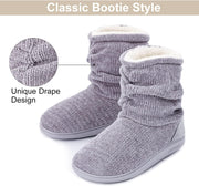 Ladies' Chenille Knit Warm Boots Slippers Soft Plush Fleece Booties Slipper Memory Foam Women Bootee Slippers House Shoes