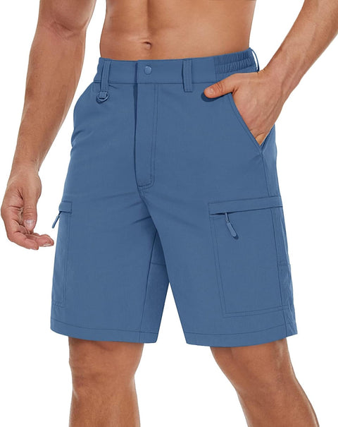 Men'S Cargo Work Shorts Outdoor Stretch Hiking Walking Shorts with 5 Zip Pockets