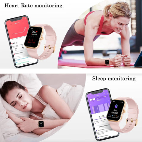 Smart Watch for Women, 1.83" Fitness Watch with Blood Oxygen Heart Rate Sleep Monitor, 24 Sport Modes, IP68 Waterproof, Weather, Pedometer, Notifications, Smartwatch for Android Ios